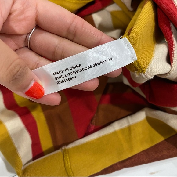 MAREE POUR TOI Striped Fit & Flare Midi Sweater Dress In Rust 12/14 NWT - Picture 10 of 12